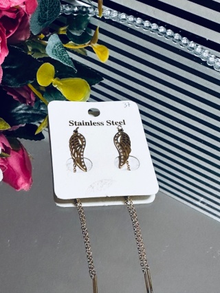 KOLCZYKI WISZĄCE SKRZYDŁA CYRKONIE ZŁOTE