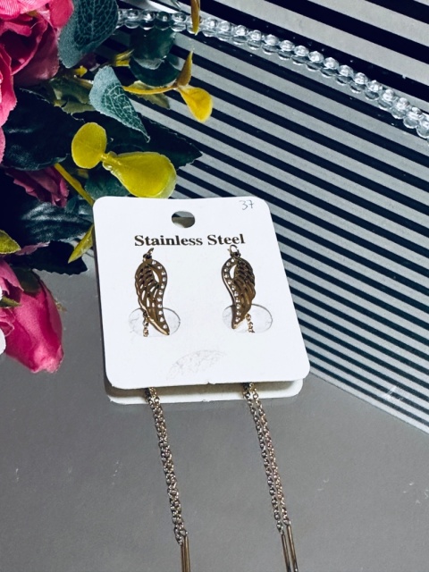 KOLCZYKI WISZĄCE SKRZYDŁA CYRKONIE ZŁOTE