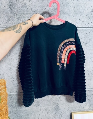 BLUZA Z FUTRZANYMI RĘKAWAMI F&F