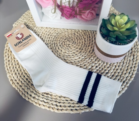 SKARPETY Z PASKAMI BIAŁE 39/41