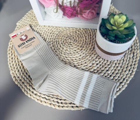 SKARPETY Z PASKAMI BEŻOWE 35/38