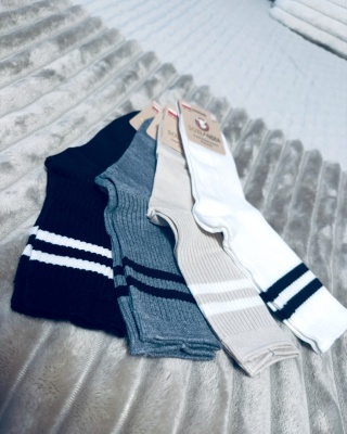 SKARPETY Z PASKAMI SZARE 39/41