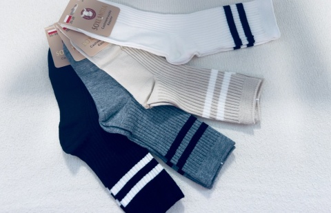 SKARPETY Z PASKAMI SZARE 39/41