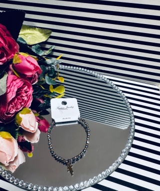 BRANSOLETKA KORALIKI KRZYŻ