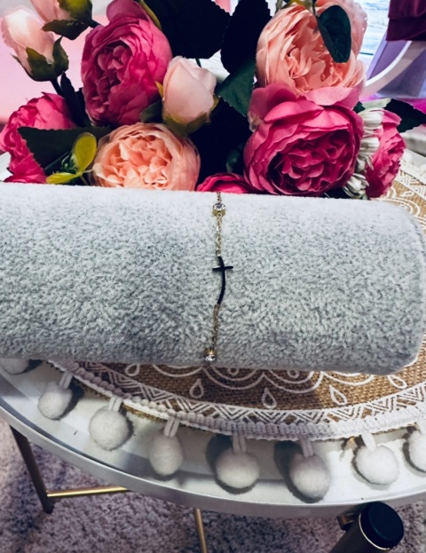 BRANSOLETKA KRZYŻ Z CYRKONIAMI