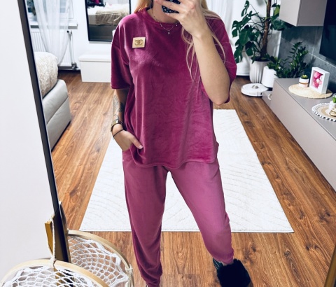 KOMPLET DRESOWY WELUR CC RÓŻ