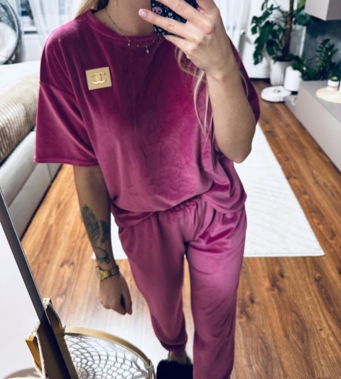 KOMPLET DRESOWY WELUR CC RÓŻ