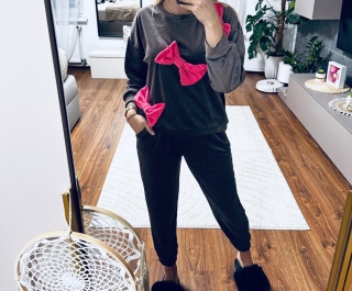 KOMPLET DRESOWY WELUR KOKARDA BRĄZ