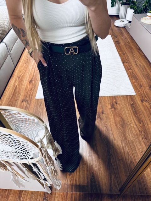 SPODNIE DZWONY CZEKOLADA/CYRKONIE