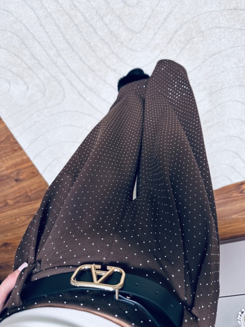 SPODNIE DZWONY CZEKOLADA/CYRKONIE