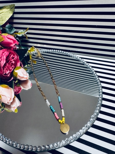 NASZYJNIK KORALIKI+MONETKA