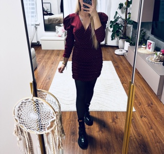 SUKIENKA BURGUND CYRKONIE