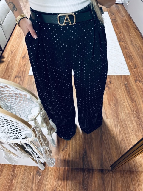 SPODNIE DZWONY CZARNE/CYRKONIE