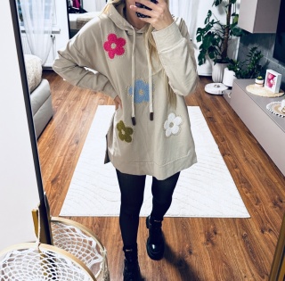 BLUZA DŁUGA BEŻ KWIATY