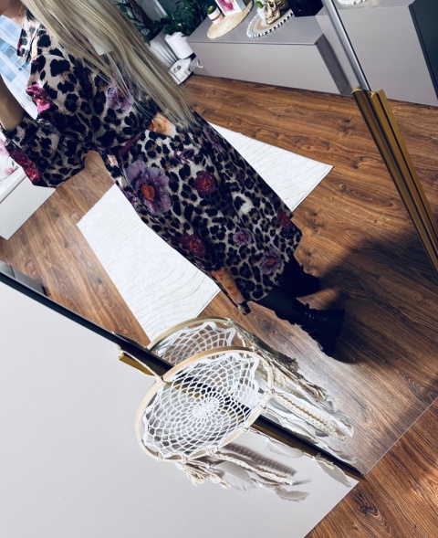 SUKIENKA MIDI PANTERA/KWIATY