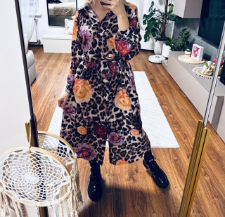 SUKIENKA MIDI PANTERA/KWIATY