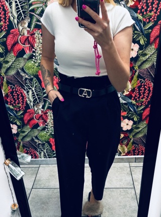 SPODNIE + PASEK H&M S