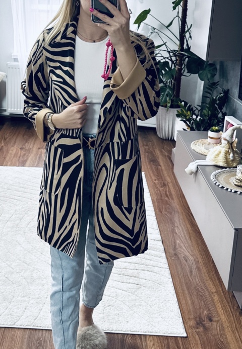 PŁASZCZ ZAMSZOWY ZEBRA